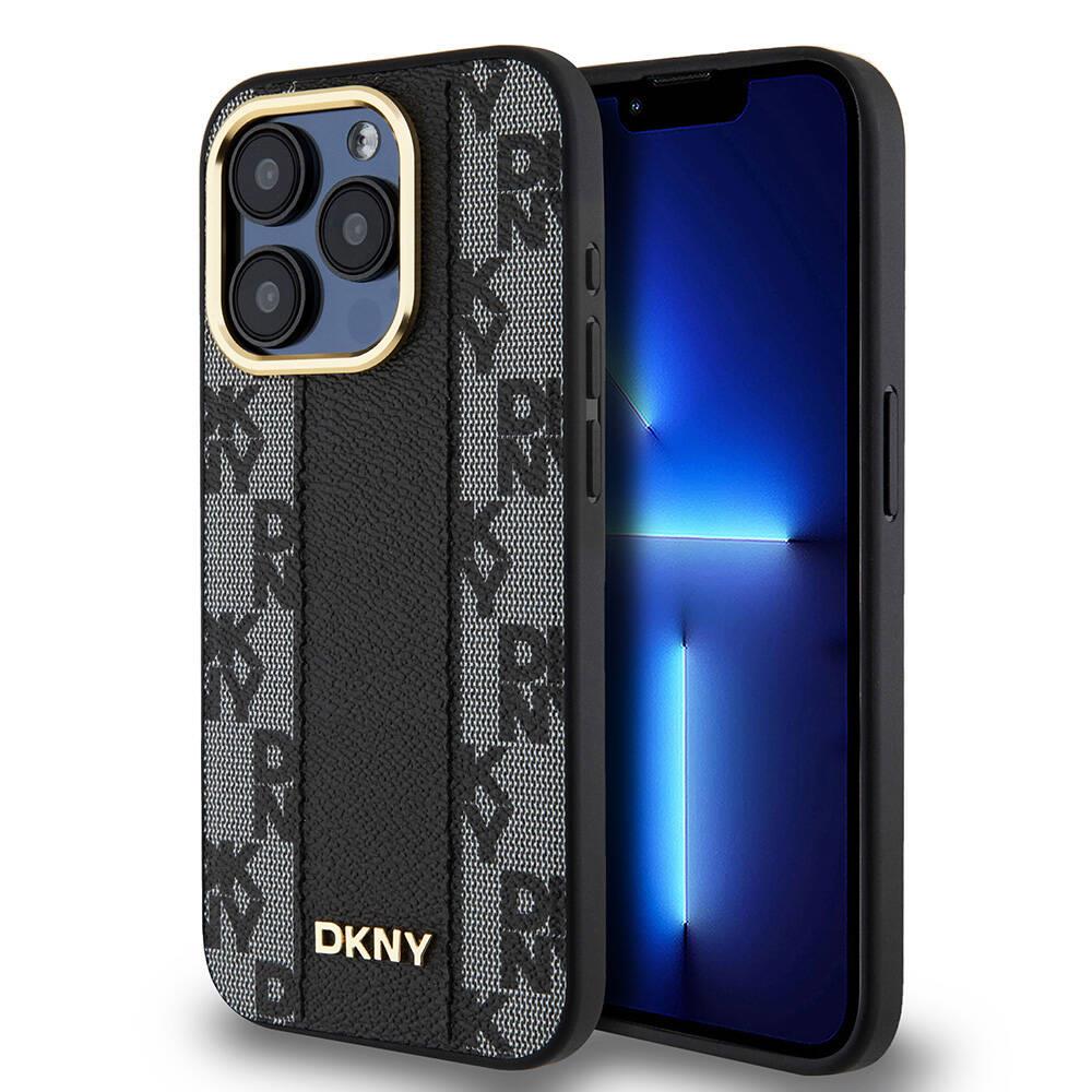 Apple iPhone 15 Pro Kılıf DKNY Orjinal Lisanslı 3D Yazılı Checkered Pattern Kapak