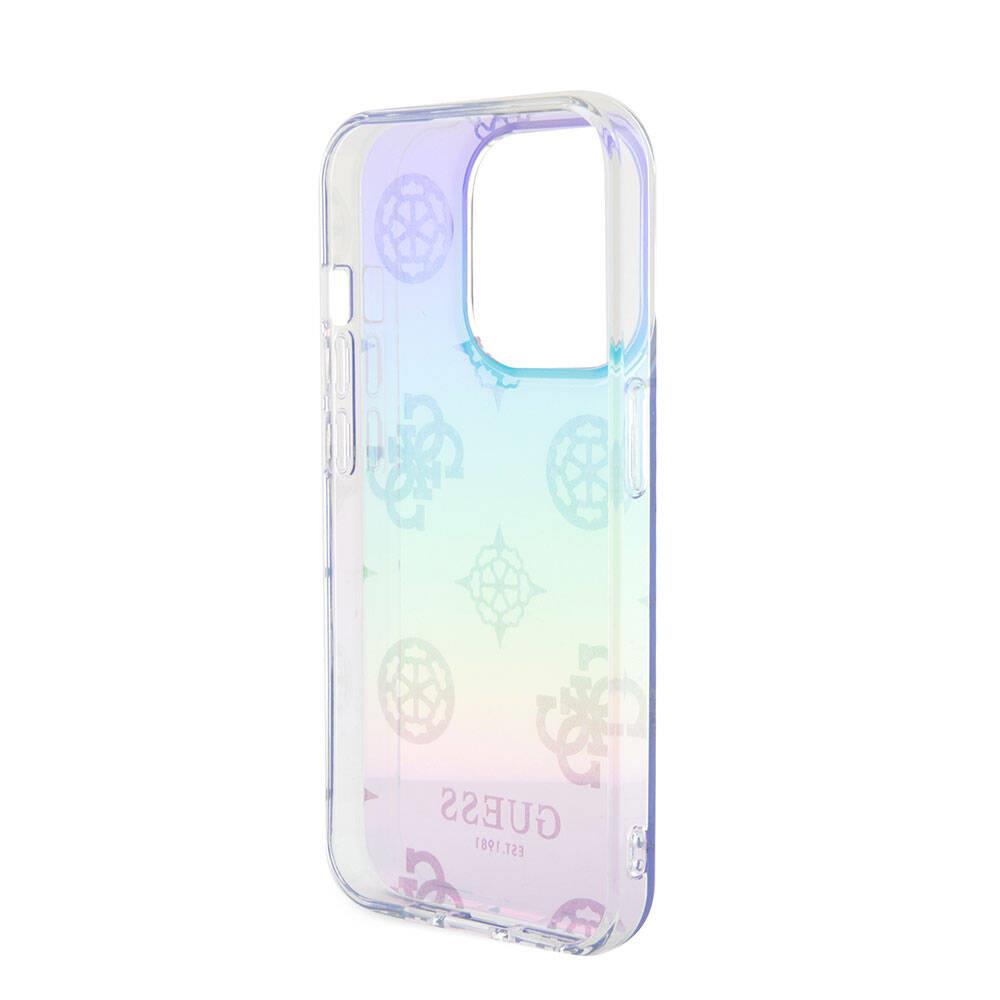 Apple iPhone 15 Pro Kılıf Guess Orjinal Lisanslı Desenli Yazı Logolu Askı İpli Holografik Glitter Peony Kapak