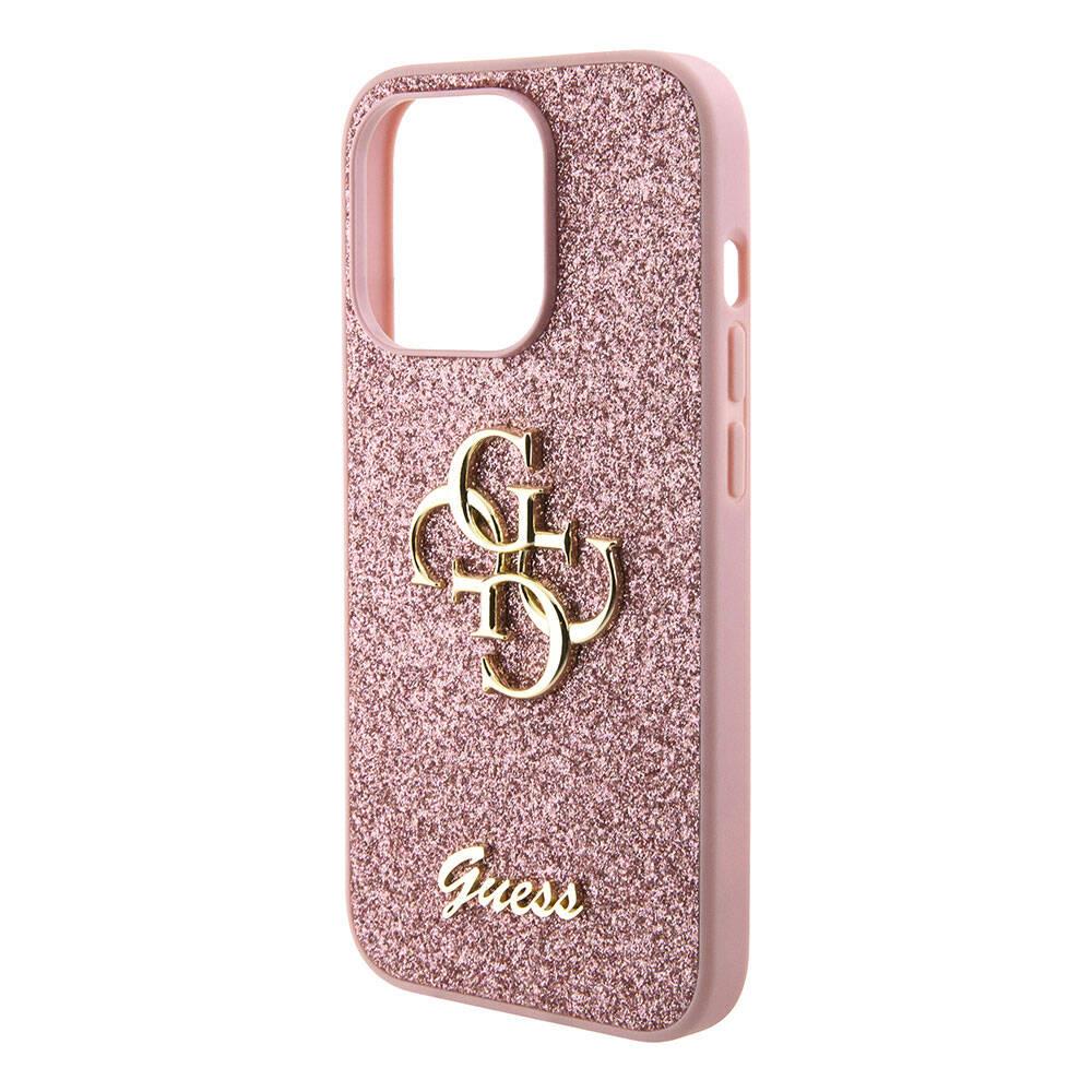 Apple iPhone 15 Pro Kılıf Guess Orjinal Lisanslı 4G Büyük Metal Logolu Glitter Kapak