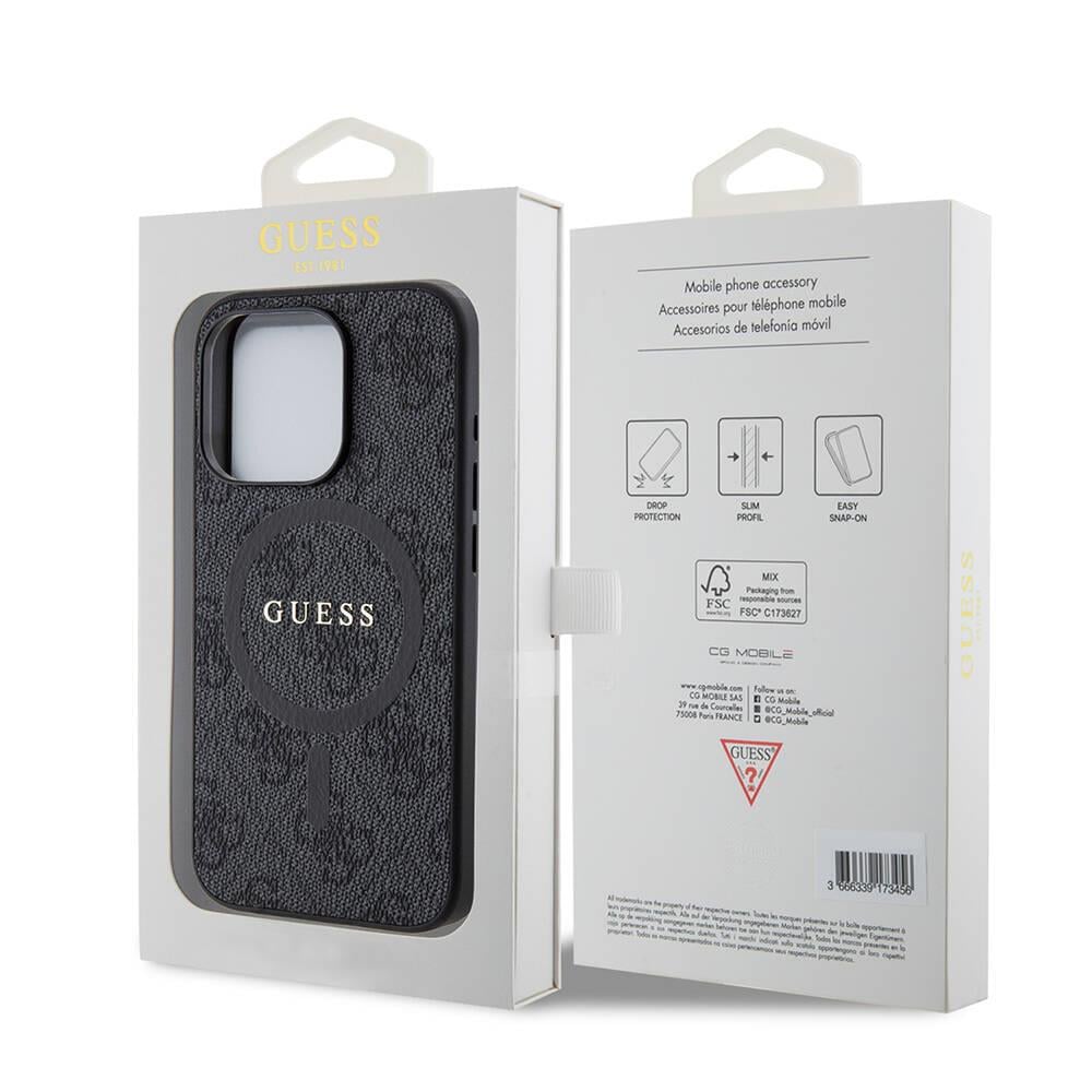 Apple iPhone 15 Pro Kılıf Guess Orjinal Lisanslı Magsafe Şarj Özellikli 4G Desenli Yazı Logolu Kapak