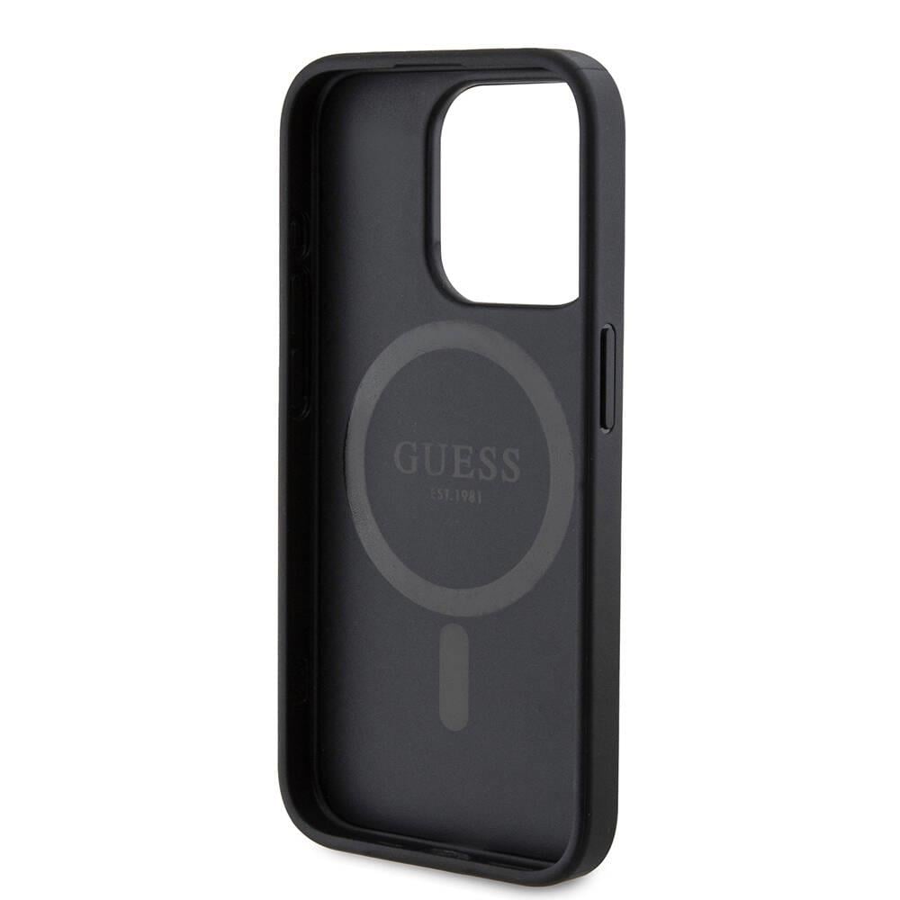 Apple iPhone 15 Pro Kılıf Guess Orjinal Lisanslı Magsafe Şarj Özellikli 4G Desenli Yazı Logolu Kapak