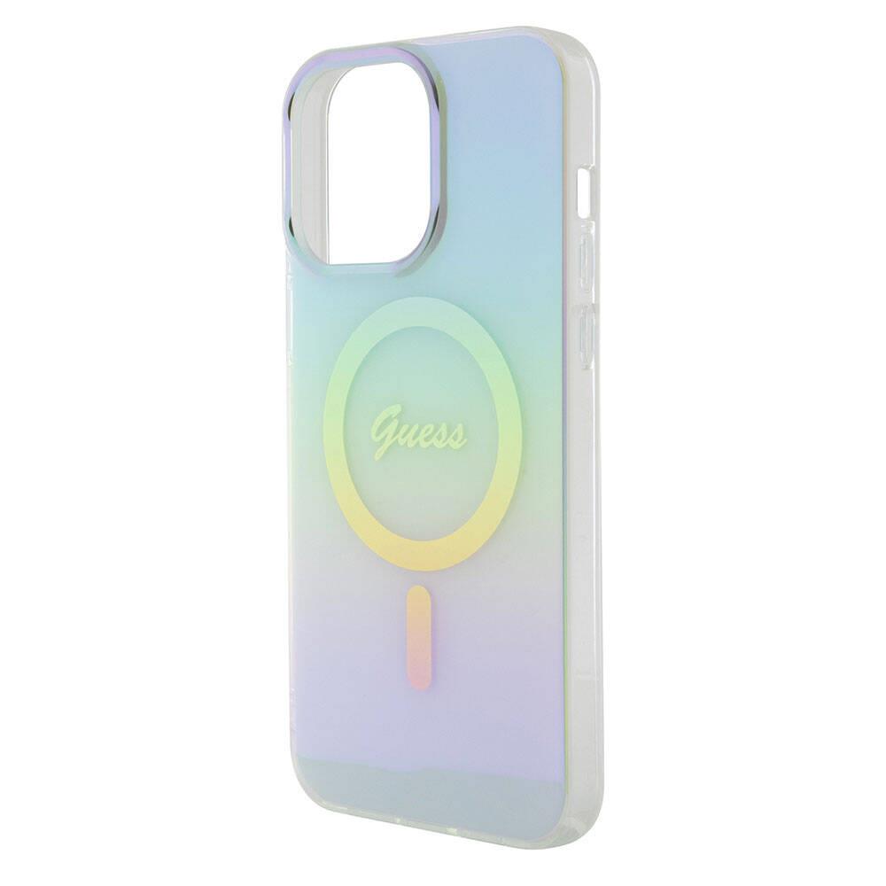 Apple iPhone 15 Pro Kılıf Guess Orjinal Lisanslı Magsafe Şarj Özellikli Yazı Logolu Iridescent Kapak
