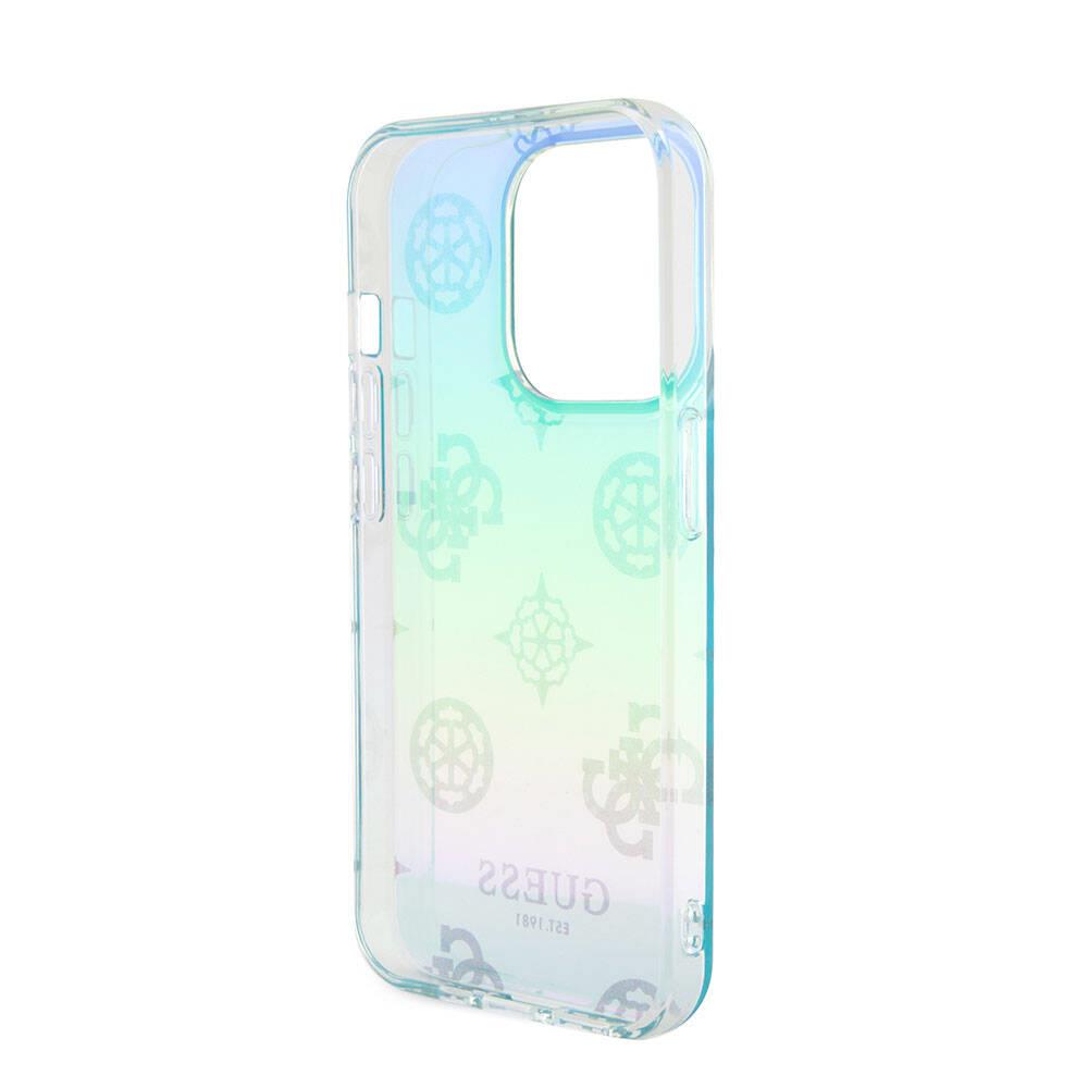 Apple iPhone 15 Pro Kılıf Guess Orjinal Lisanslı Desenli Yazı Logolu Askı İpli Holografik Glitter Peony Kapak