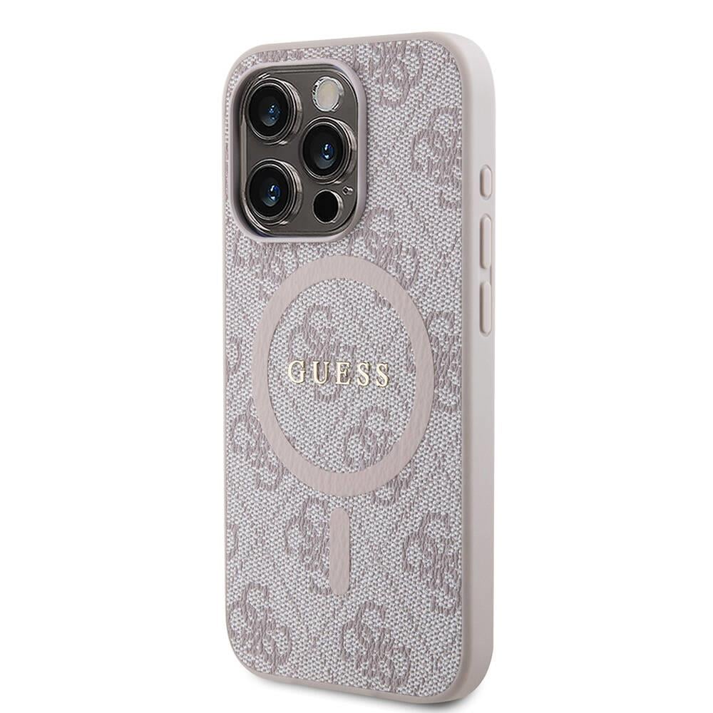 Apple iPhone 15 Pro Kılıf Guess Orjinal Lisanslı Magsafe Şarj Özellikli 4G Desenli Yazı Logolu Kapak