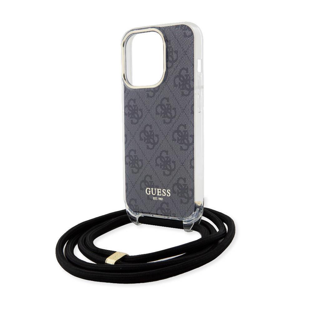 Apple iPhone 15 Pro Kılıf Guess Orjinal Lisanslı Çapraz Kordon 4G Desenli Kapak