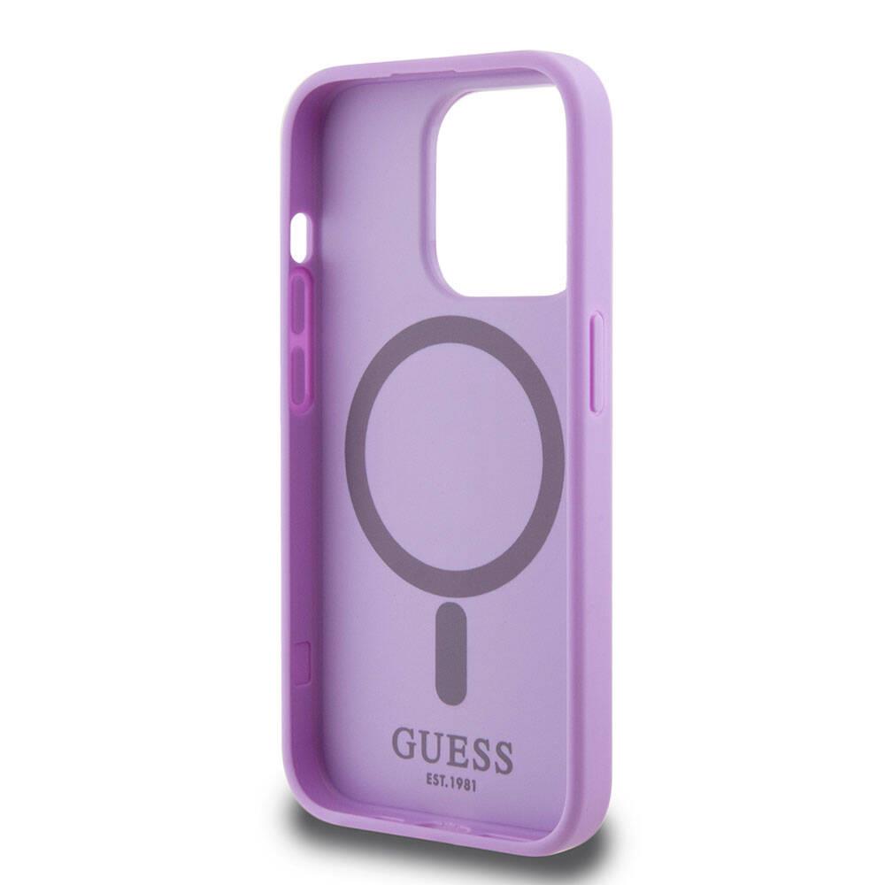 Apple iPhone 15 Pro Kılıf Guess Orjinal Lisanslı Magsafe Şarj Özellikli Yazı Logolu Saffiano Kapak