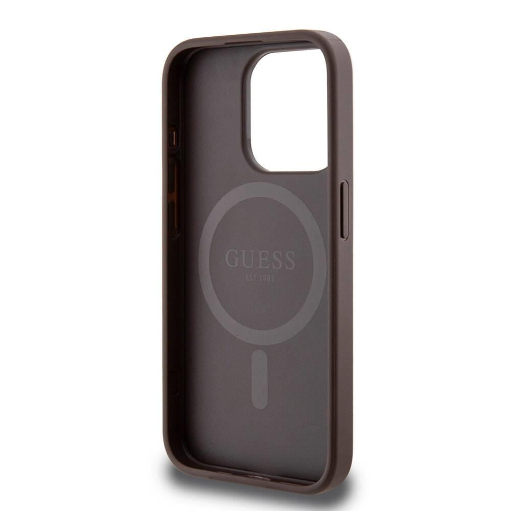 Apple iPhone 15 Pro Kılıf Guess Orjinal Lisanslı Magsafe Şarj Özellikli 4G Desenli Yazı Logolu Kapak