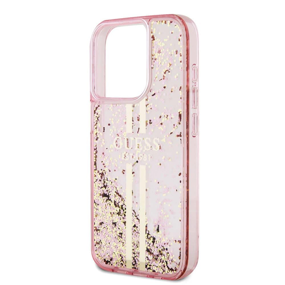 Apple iPhone 15 Pro Kılıf Guess Orjinal Lisanslı PU Deri Yazı ve 4G Metal Logolu Desenli Kapak