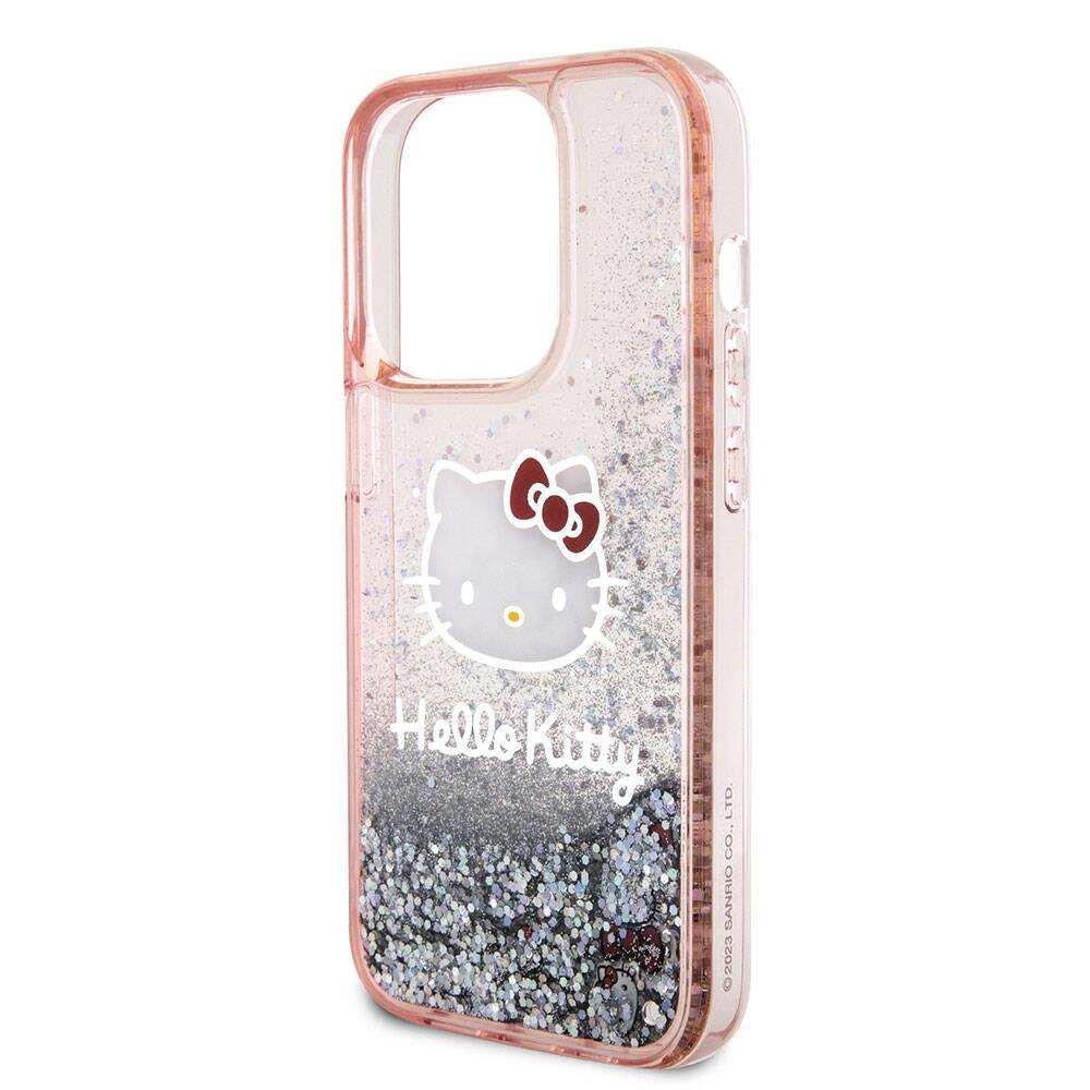 Apple iPhone 15 Pro Kılıf Hello Kitty Orjinal Lisanslı İkonik Sıvılı Glitter Kapak