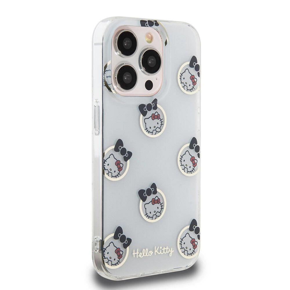 Apple iPhone 15 Pro Kılıf Hello Kitty Orjinal Lisanslı Elektroplating Kaplama Kabarcık Baskılı Kapak