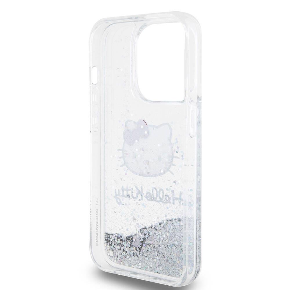 Apple iPhone 15 Pro Kılıf Hello Kitty Orjinal Lisanslı İkonik Sıvılı Glitter Kapak