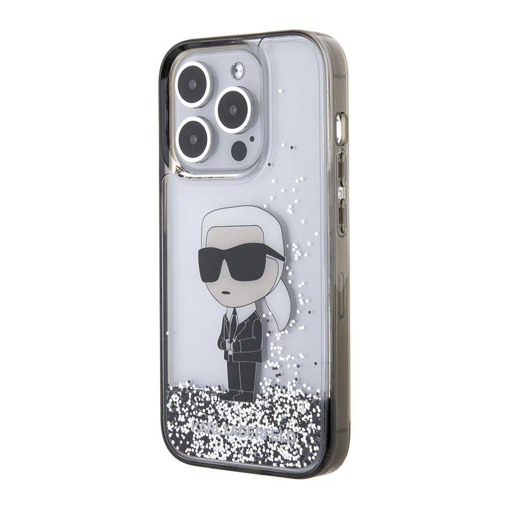 Apple iPhone 15 Pro Kılıf Karl Lagerfeld İkonik Sıvılı Glitter Orjinal Lisanslı Kapak