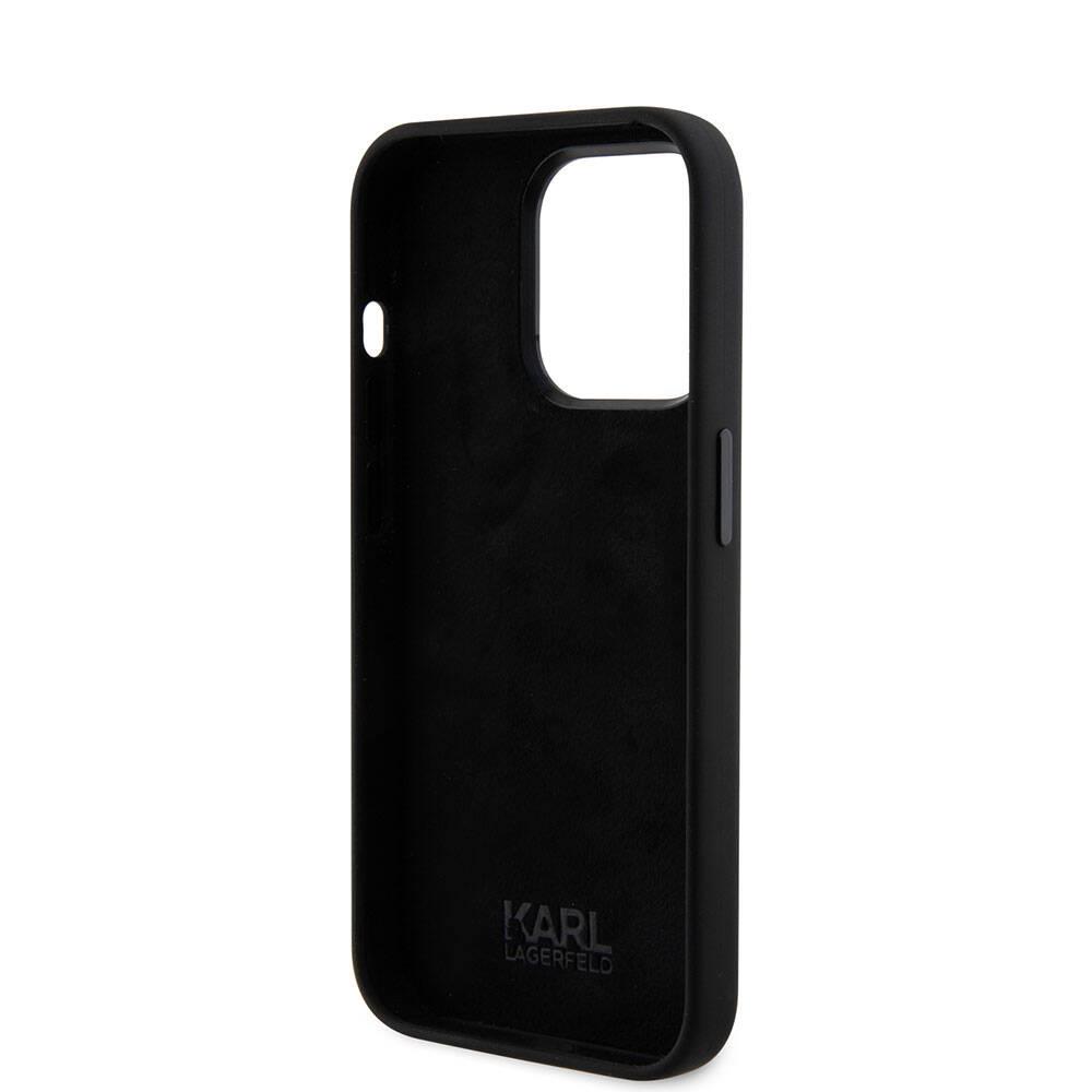 Apple iPhone 15 Pro Kılıf Karl Lagerfeld Silikon İkonik Metal Logo Orjinal Lisanslı Kapak