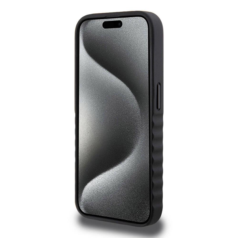 Apple iPhone 15 Pro Kılıf Mercedes Benz Orjinal Lisanslı Tırtıklı Kenar Tasarımlı Metal Yıldız Logolu Pürüzsüz Hakiki Deri Kapak