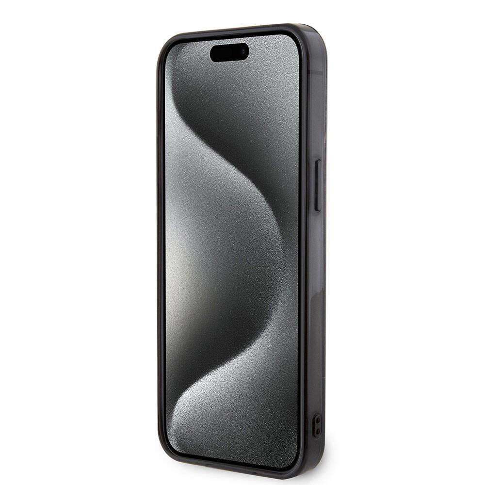 Apple iPhone 15 Pro Max Kılıf AMG Orjinal Lisanslı Çift Katmanlı Küçük Logolu Dörtgen Şerit Desenli Kapak