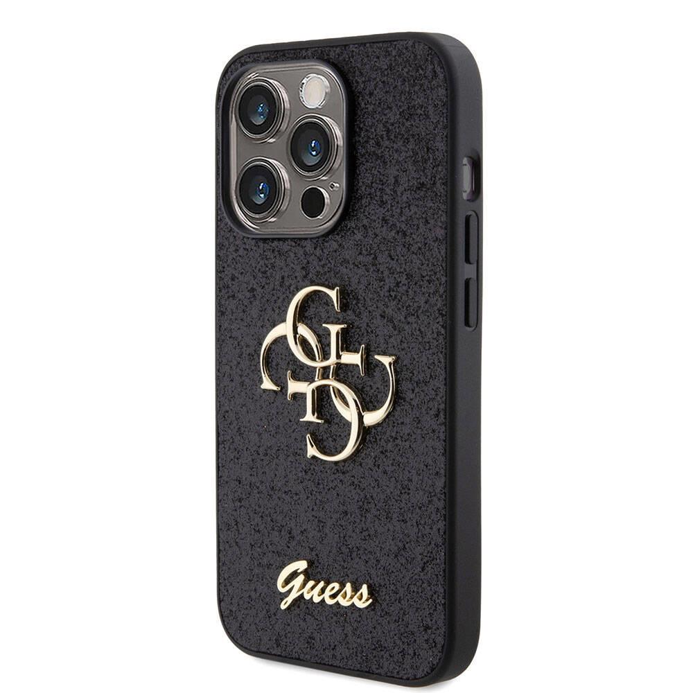 Apple iPhone 15 Pro Max Kılıf Guess Orjinal Lisanslı 4G Büyük Metal Logolu Glitter Kapak