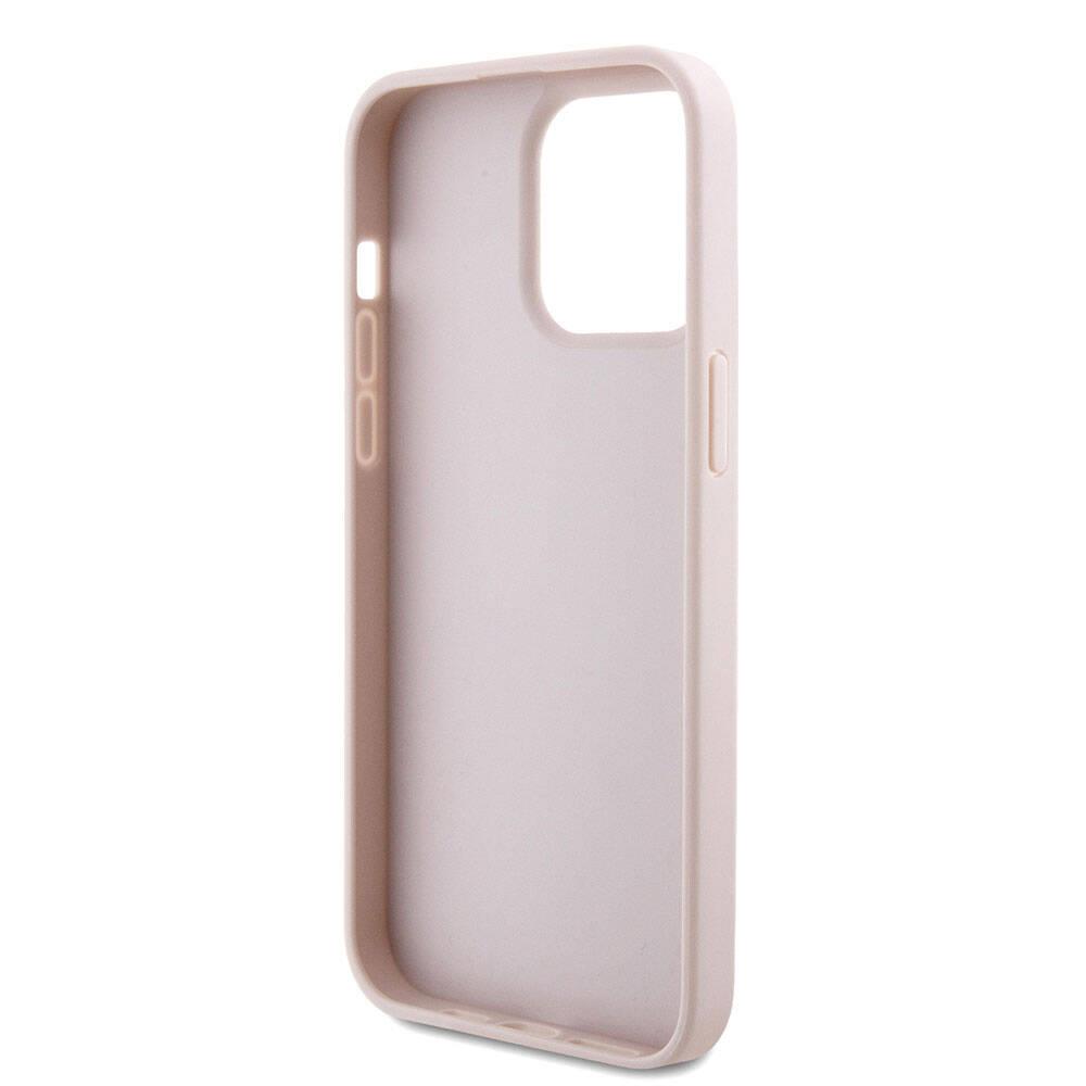 Apple iPhone 15 Pro Max Kılıf Guess Orjinal Lisanslı PU Deri Askılı Taşlı Üçgen Logo 4G Desenli Strass Crossbody Kapak