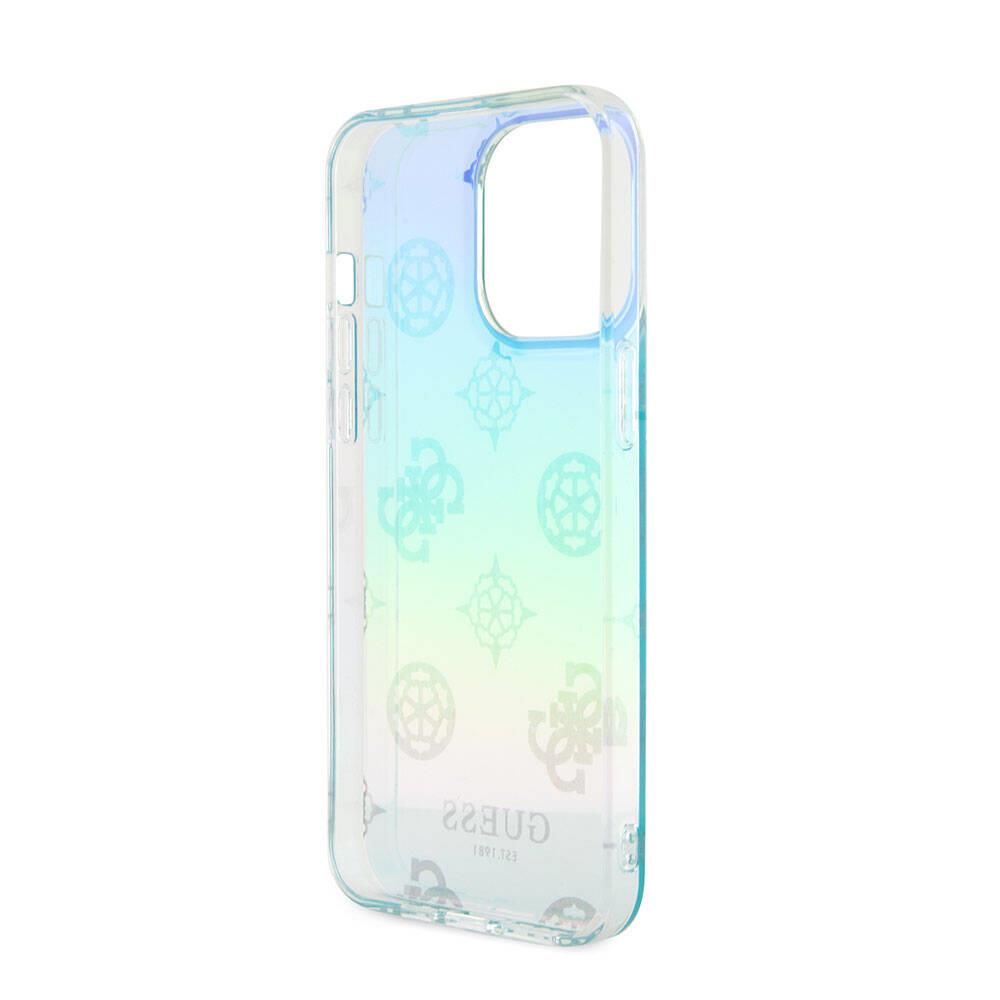 Apple iPhone 15 Pro Max Kılıf Guess Orjinal Lisanslı Desenli Yazı Logolu Askı İpli Holografik Glitter Peony Kapak