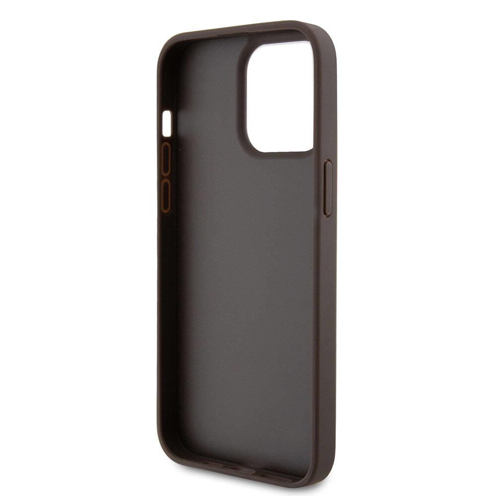 Apple iPhone 15 Pro Max Kılıf Guess Orjinal Lisanslı PU Deri Askılı Taşlı Üçgen Logo 4G Desenli Strass Crossbody Kapak