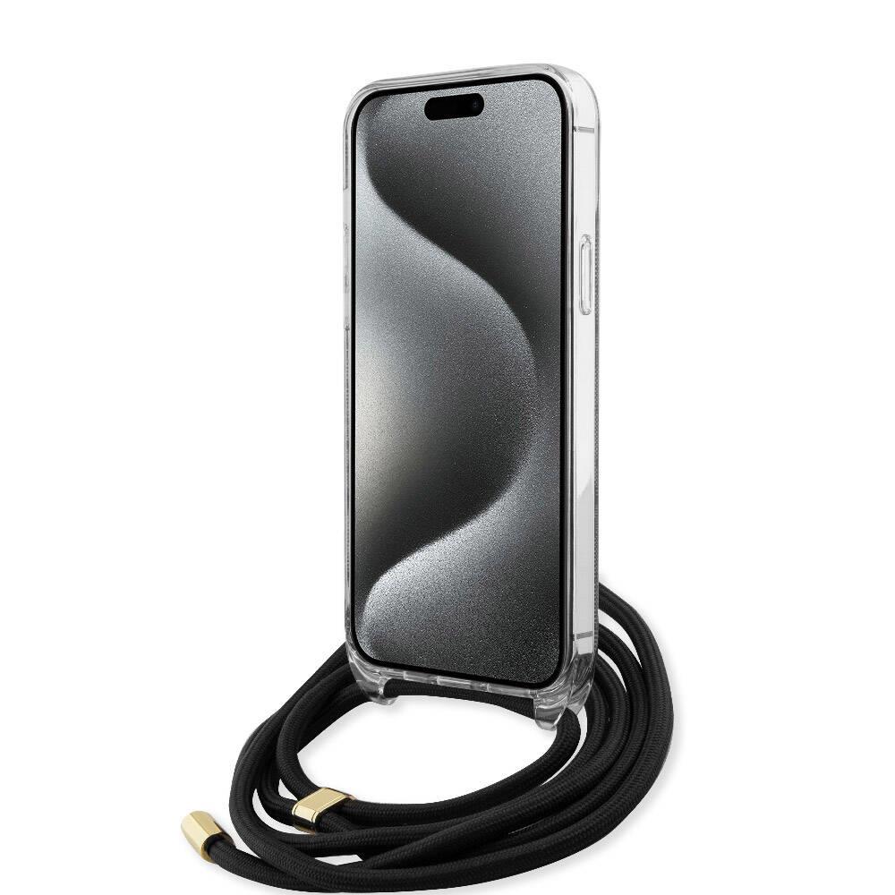 Apple iPhone 15 Pro Max Kılıf Guess Orjinal Lisanslı Çapraz Kordon 4G Desenli Kapak