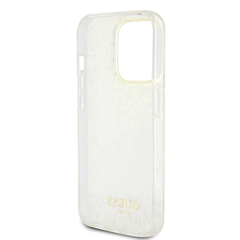Apple iPhone 15 Pro Max Kılıf Guess Orjinal Lisanslı Yazı Logolu Mirror Disco Kapak