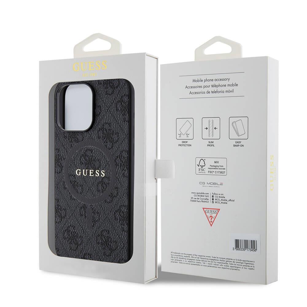 Apple iPhone 15 Pro Max Kılıf Guess Orjinal Lisanslı Magsafe Şarj Özellikli 4G Desenli Yazı Logolu Kapak