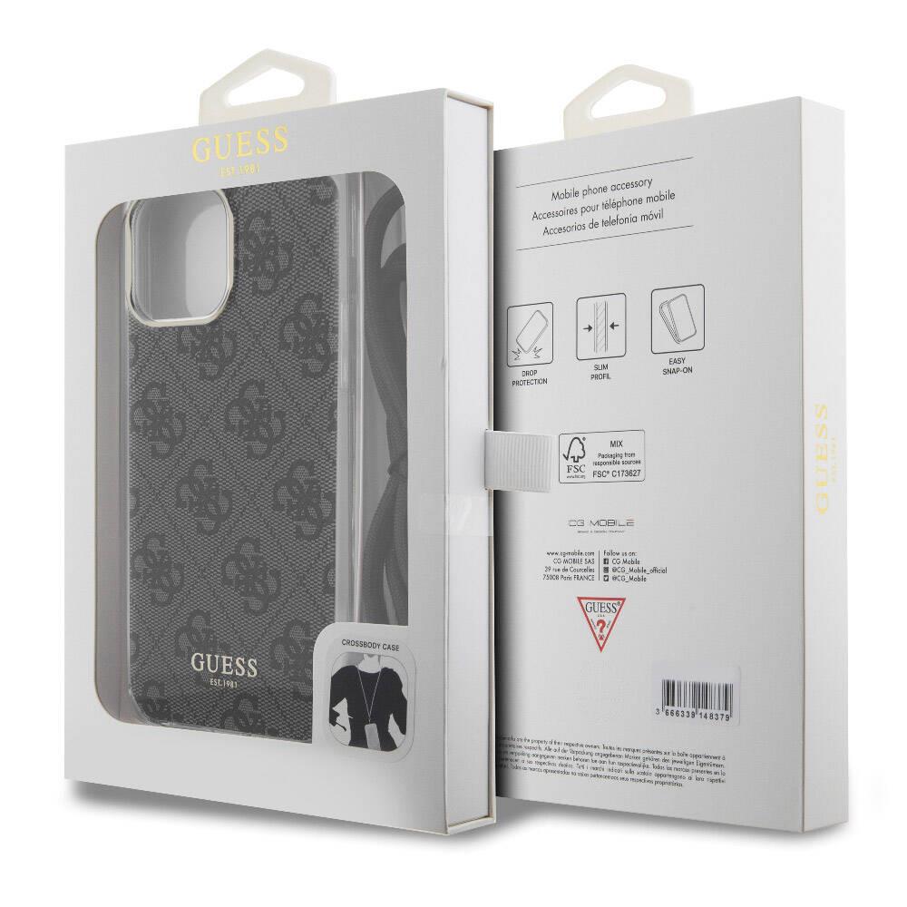 Apple iPhone 15 Pro Max Kılıf Guess Orjinal Lisanslı Çapraz Kordon 4G Desenli Kapak