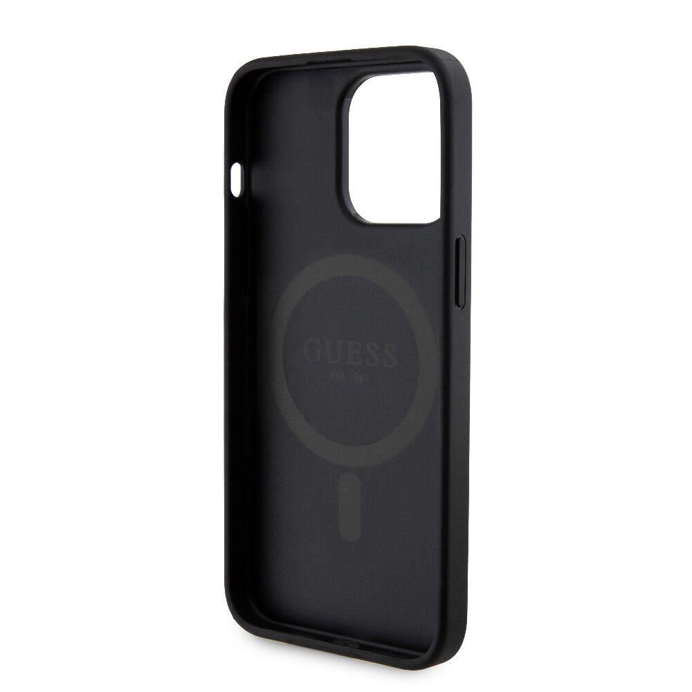 Apple iPhone 15 Pro Max Kılıf Guess Orjinal Lisanslı Magsafe Şarj Özellikli Yazı Logolu 4G Desenli Kapak + Powerbank 5000mAh 2in1 Set