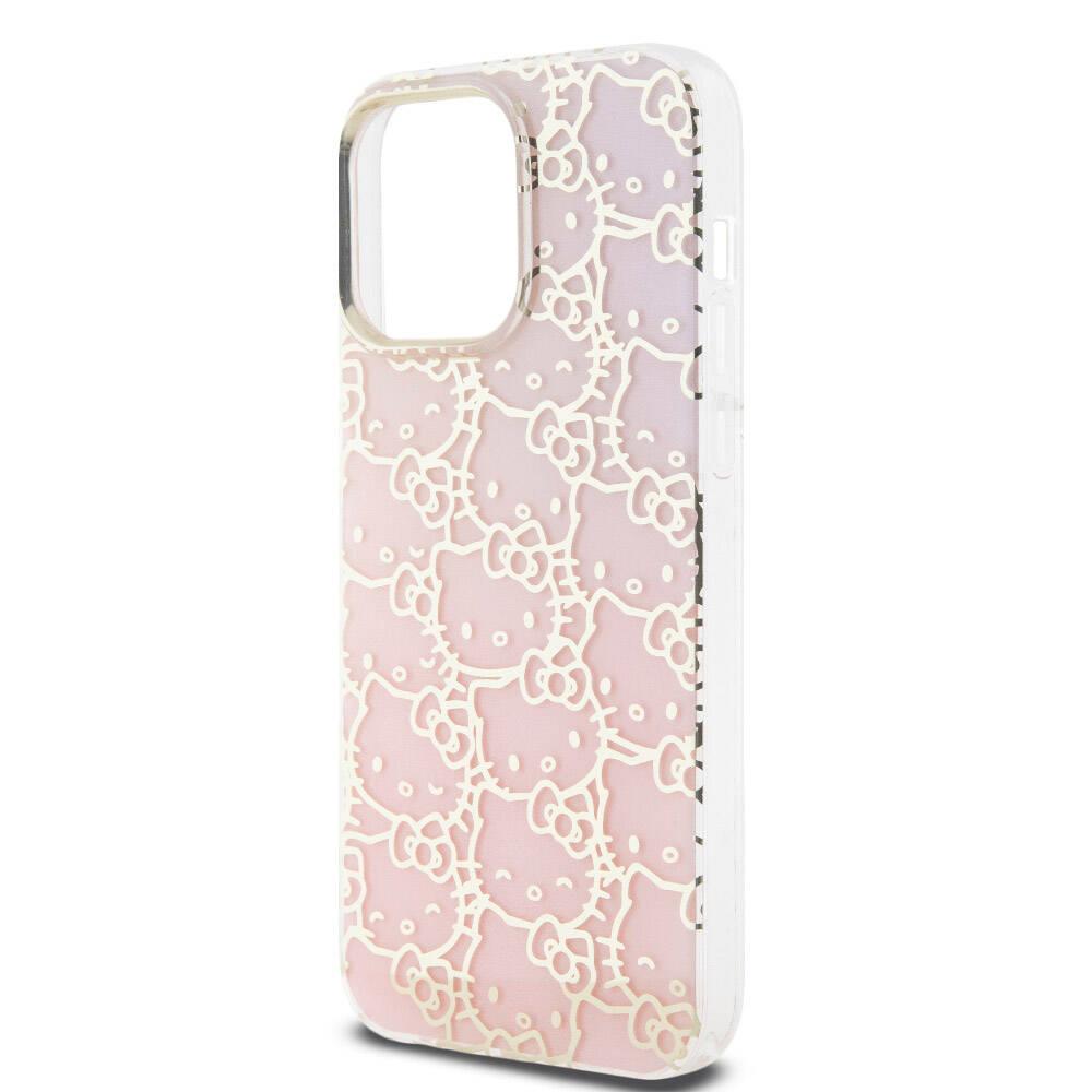 Apple iPhone 15 Pro Max Kılıf Hello Kitty Orjinal Lisanslı Renk Geçişli Elektroplating Kaplama Kitty Head Desenli Kapak