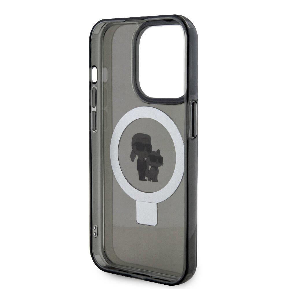 Apple iPhone 15 Pro Max Kılıf Karl Lagerfeld Orjinal Lisanslı Magsafe Şarj Özellikli K&C İkonik Baskılı Ring Standlı Kapak