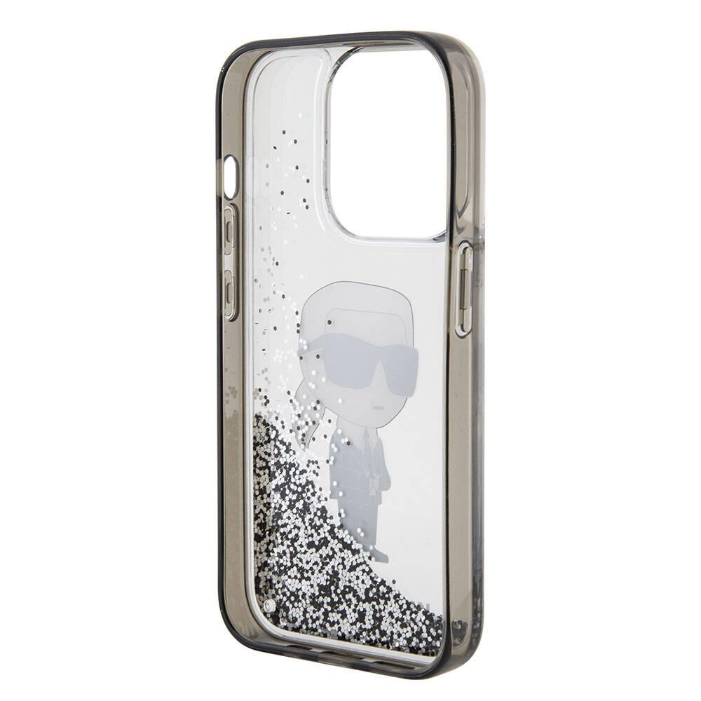 Apple iPhone 15 Pro Max Kılıf Karl Lagerfeld İkonik Sıvılı Glitter Orjinal Lisanslı Kapak
