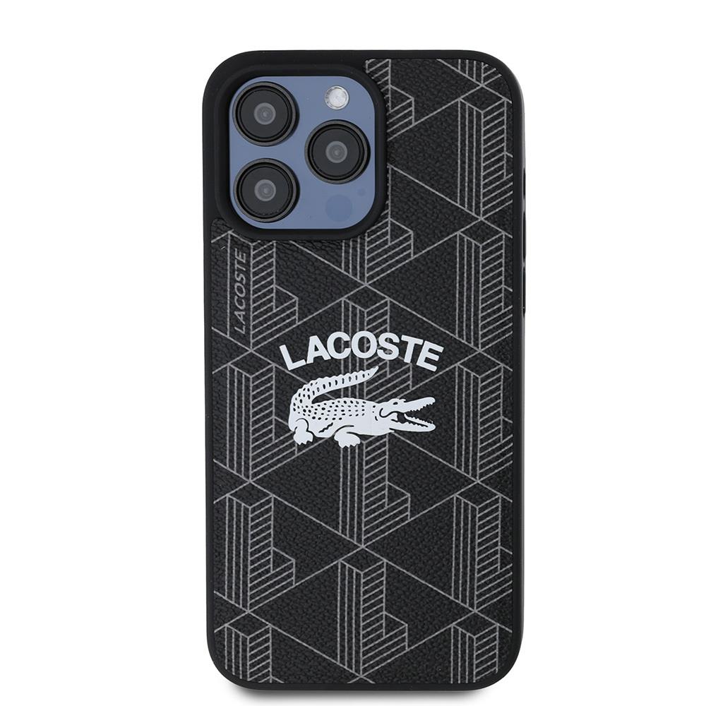 Apple iPhone 15 Pro Max Kılıf Lacoste Orjinal Lisanslı Magsafe Şarj Özellikli Mono Vintage Logo Kapak