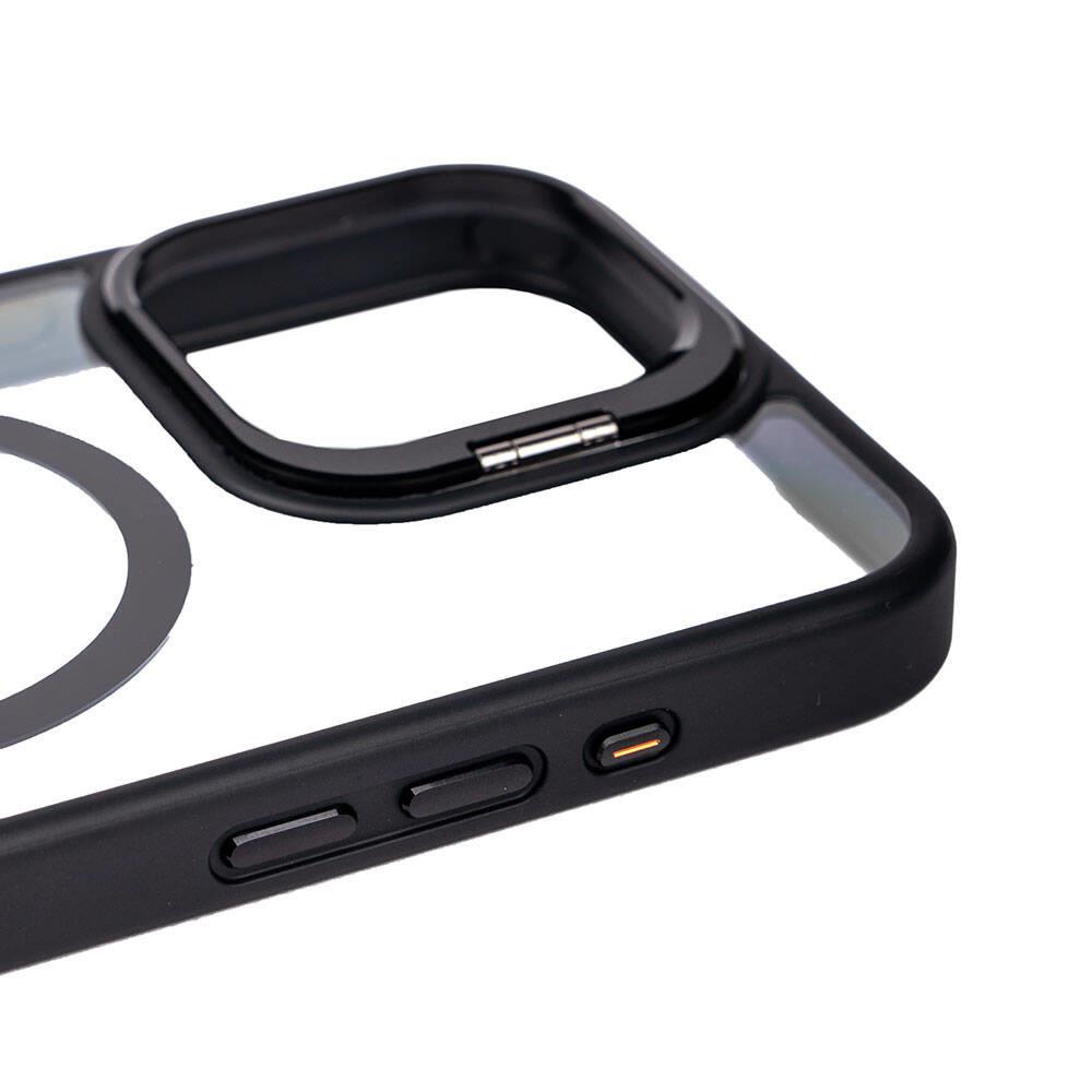 Apple iPhone 15 Pro Max Kılıf Magsafe Şarj Özellikli Standlı Zore Magsafe Klon Lensli Kapak