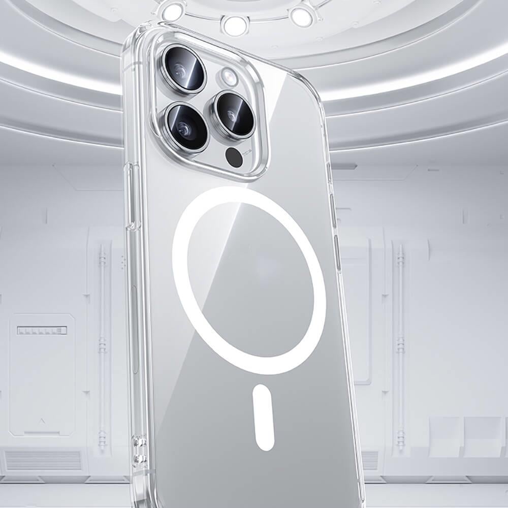 Apple iPhone 15 Pro Max Kılıf Magsafe Şarj Özellikli Airbagli Şeffaf Benks LucentPro Serisi Kapak