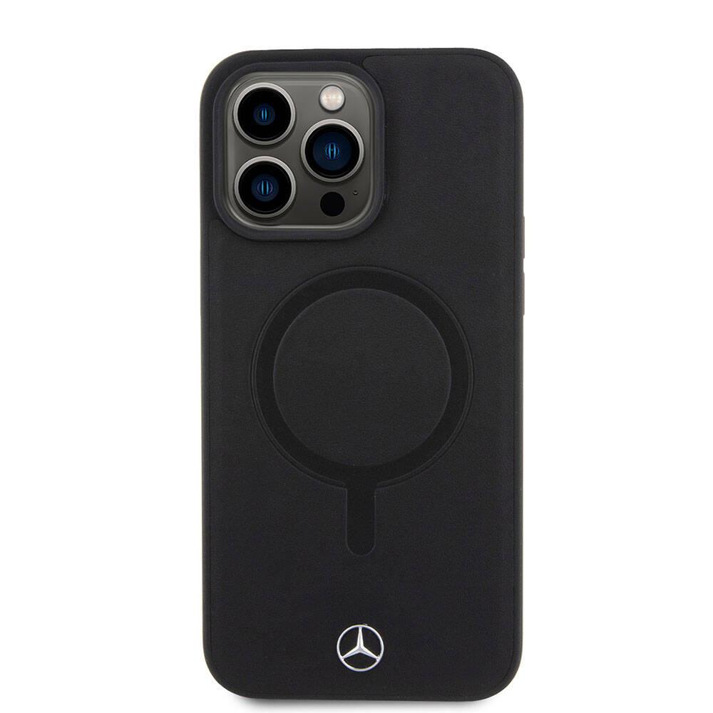 Apple iPhone 15 Pro Max Kılıf Mercedes Benz Orjinal Lisanslı Magsafe Şarj Özellikli Metal Yıldız Logolu Pürüzsüz Deri Kapak