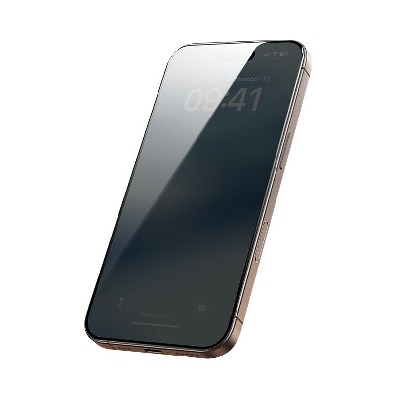 Apple iPhone 16 Pro Hidrofobik Ve Oleofobik Özellikli Benks 0.3mm Privacy Air Shield Ekran Koruyucu 10'lu Paket