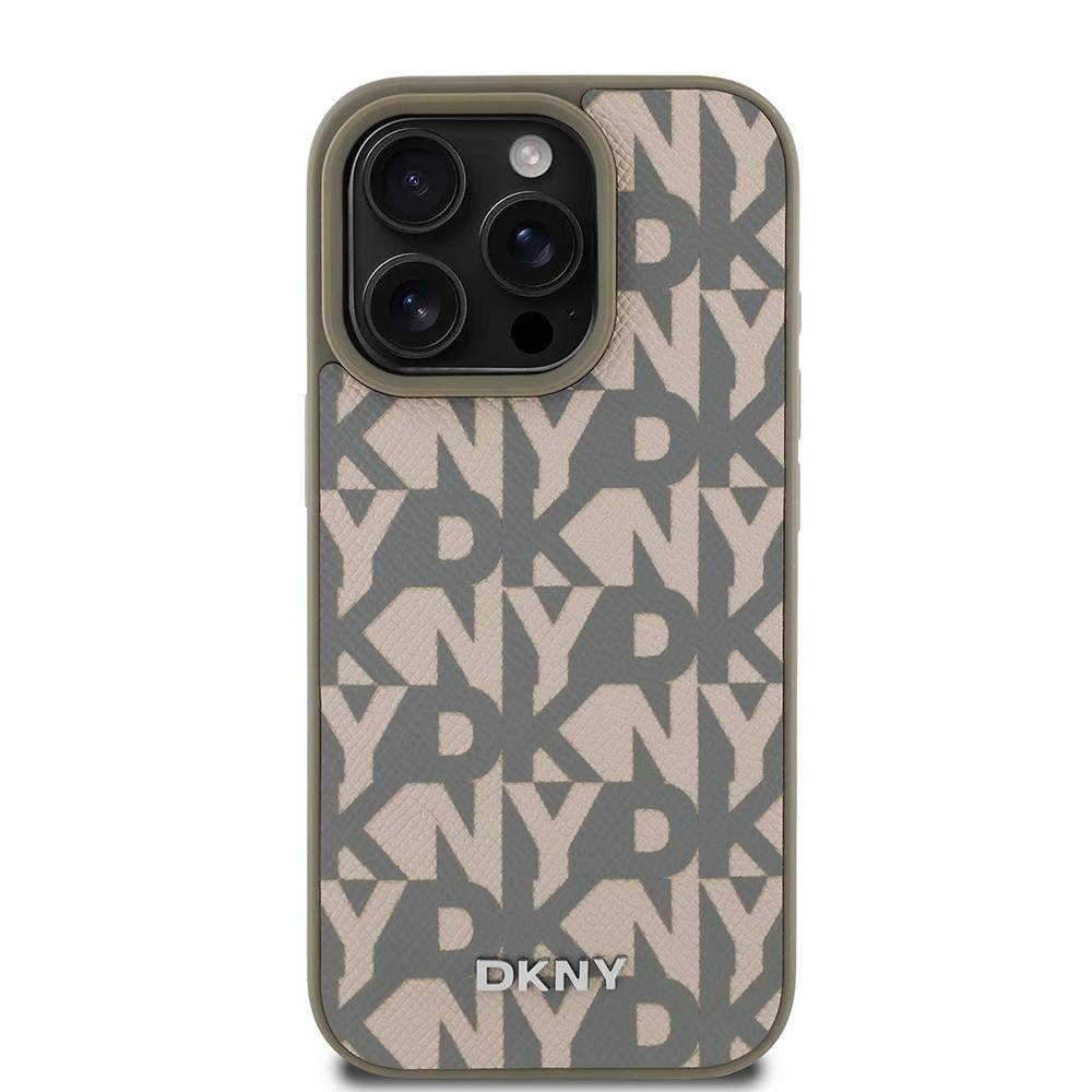 Apple iPhone 16 Pro Kılıf DKNY Orjinal Lisanslı Magsafe Şarj Özellikli 3D Yazılı Grid Pattern Kapak