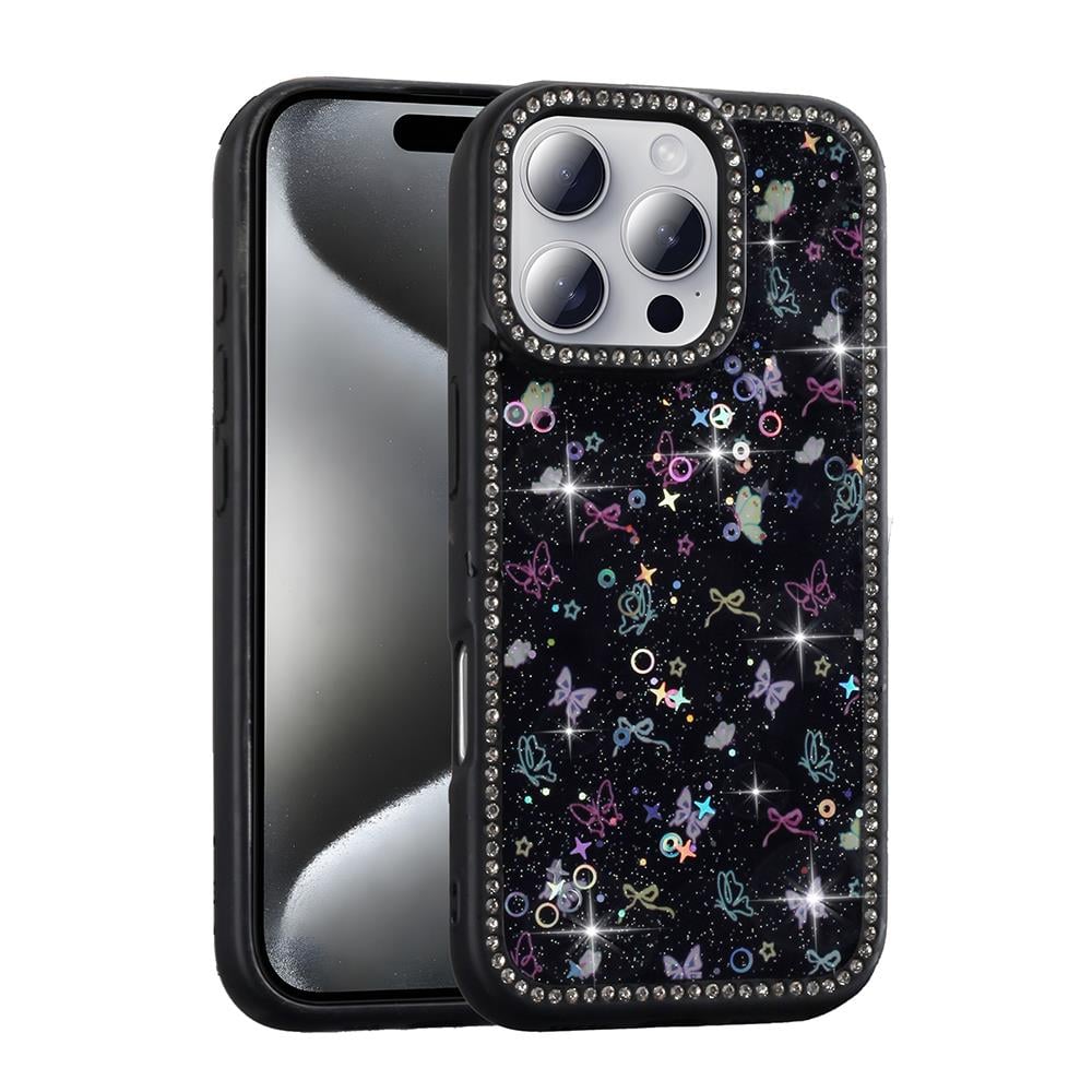 Apple iPhone 16 Pro Max Kılıf Taşlı ve Simli Tasarım Zore Azra Kapak