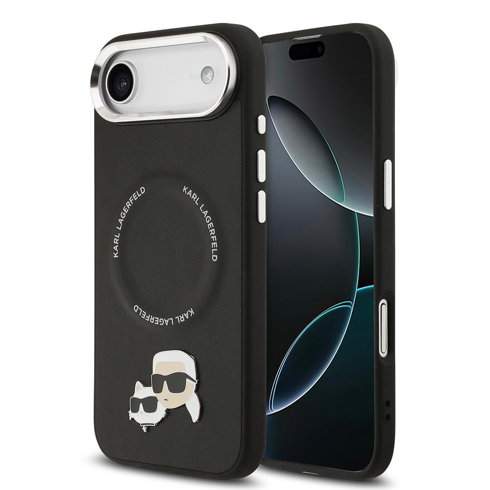 Apple iPhone 17 Air Kılıf Karl Lagerfeld Orjinal Lisanslı M-safe Şarj Özellikli Metal Kamera ve Buton Tasarımlı K&C PU Deri Kapak
