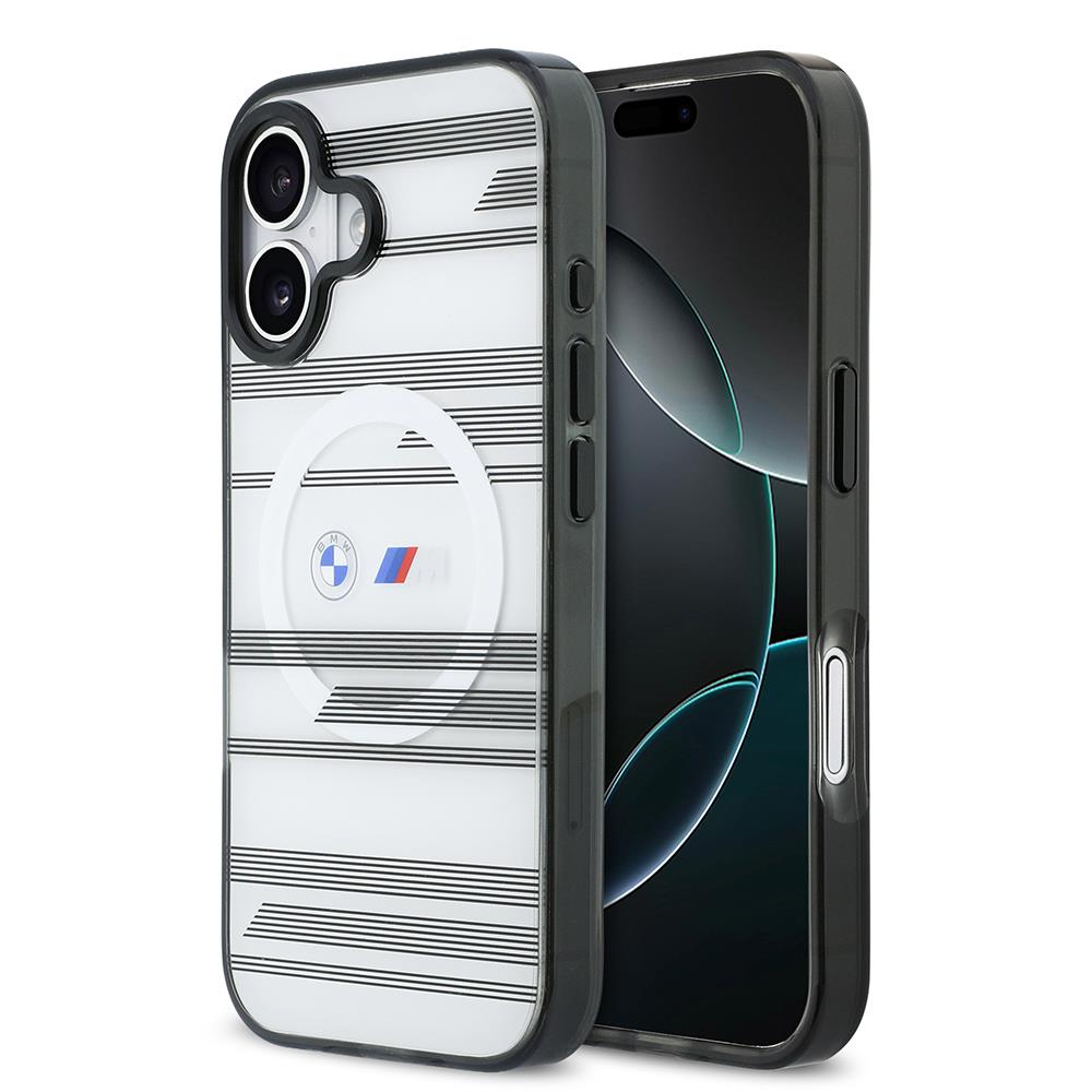 Apple iPhone 17 Kılıf BMW Orjinal Lisanslı M-safe Şarj Özellikli Metal Kamera Butonlu Yatay Şeritli M Dizayn Kapak