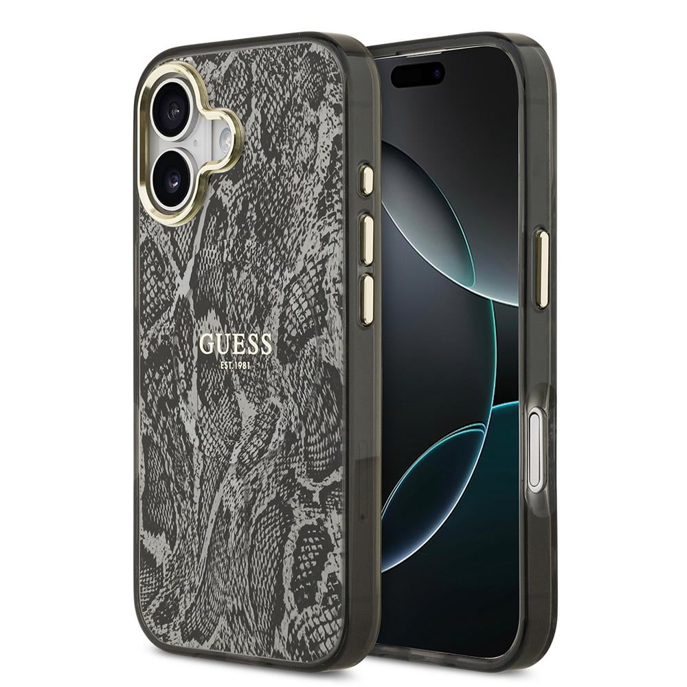 Apple iPhone 17 Kılıf Guess Orjinal Lisanslı M-safe Şarj Özellikli Yazı Logolu Python Desenli Kapak
