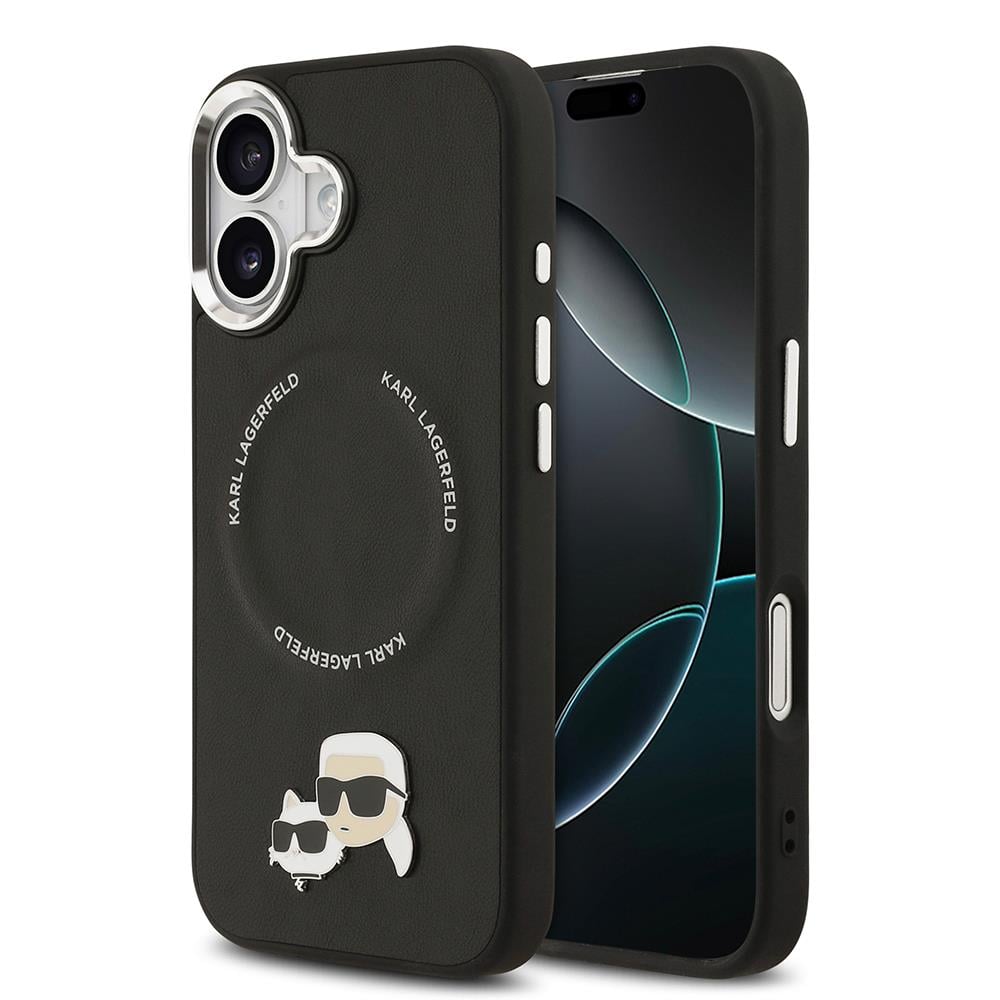 Apple iPhone 17 Kılıf Karl Lagerfeld Orjinal Lisanslı M-safe Şarj Özellikli Metal Kamera ve Buton Tasarımlı K&C PU Deri Kapak