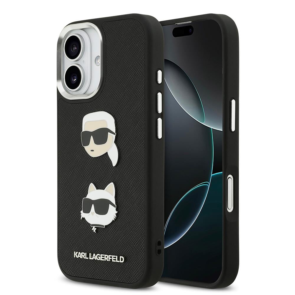 Apple iPhone 17 Kılıf Karl Lagerfeld Orjinal Lisanslı Metal Logolu K&C Heads Pin Kapak