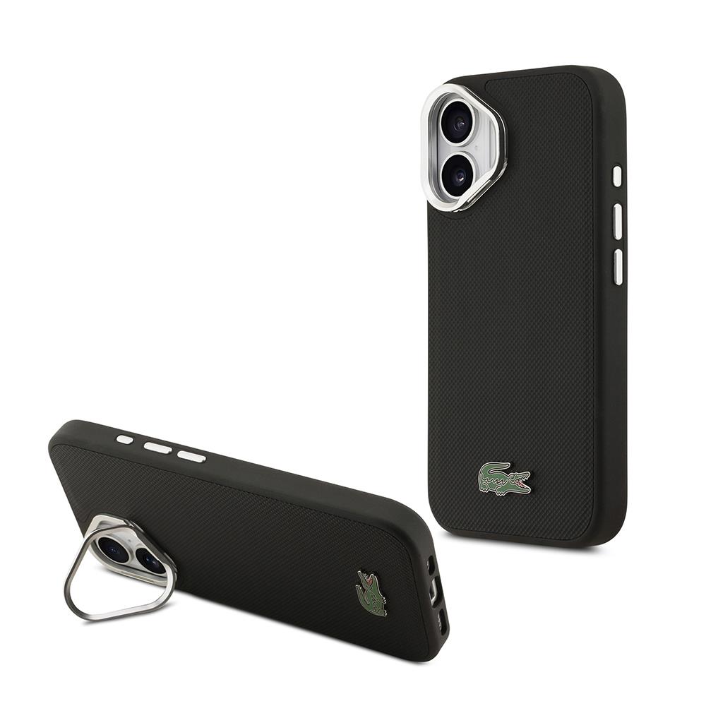 Apple iPhone 17 Kılıf Lacoste Orjinal Lisanslı M-safe Şarj Özellikli PU Pike Desenli Standlı Metal Logolu Kapak
