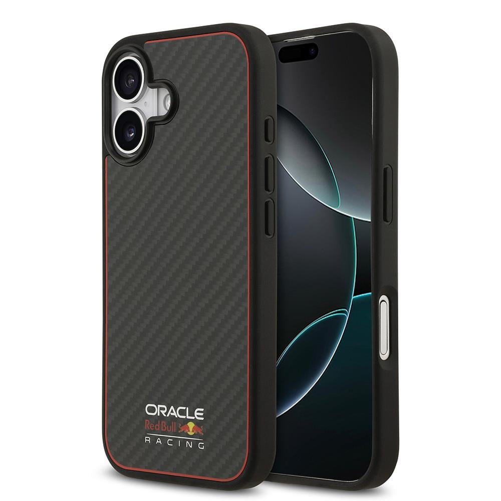 Apple iPhone 17 Kılıf Redbull Orjinal Lisanslı M-safe Şarj Özellikli Karbon Fiber Parlayan Logolu Kevlar Kapak