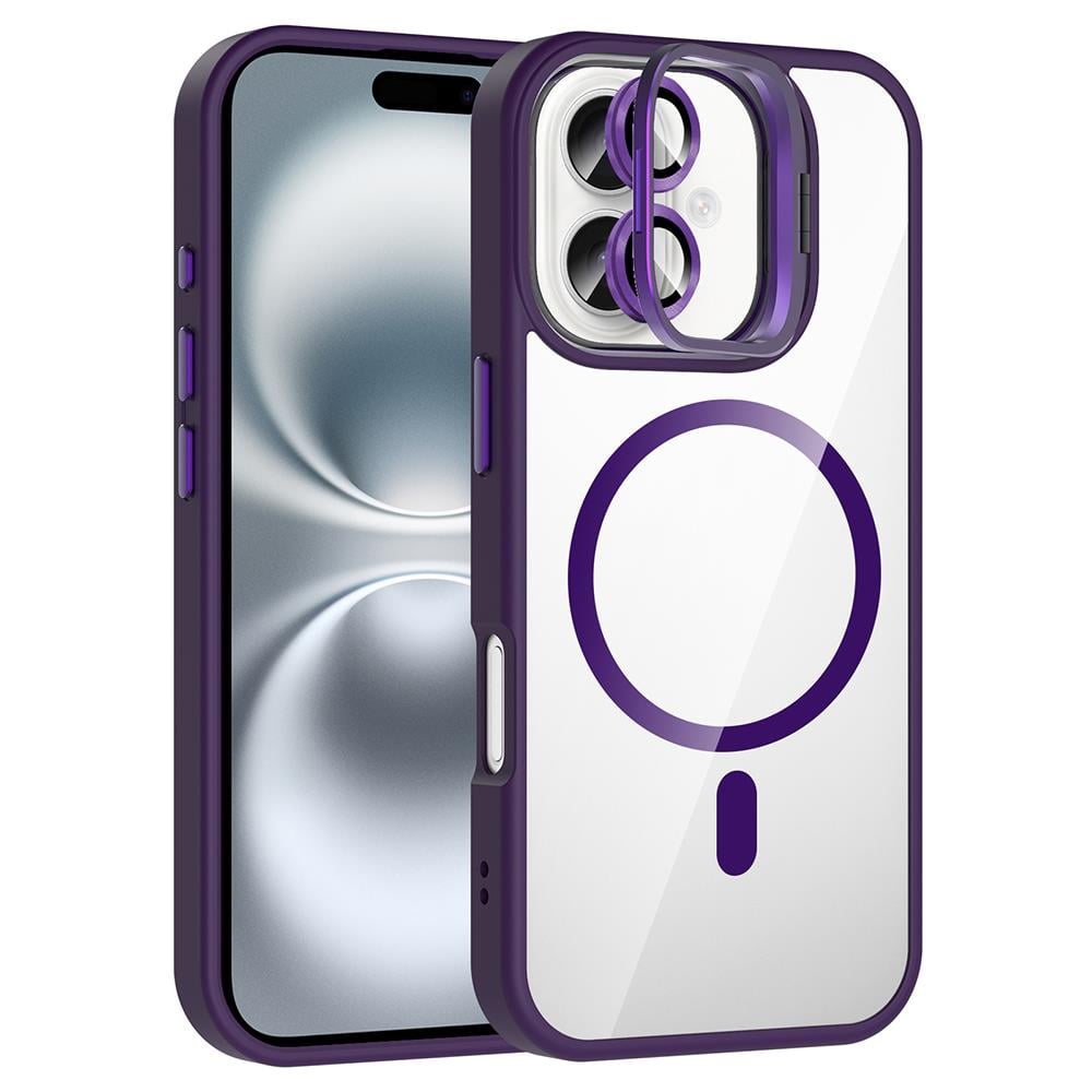 Apple iPhone 17 Kılıf Standlı ve Kamera Lens Hediyeli M-Safe Şarj Özellikli Zore Etro Kapak