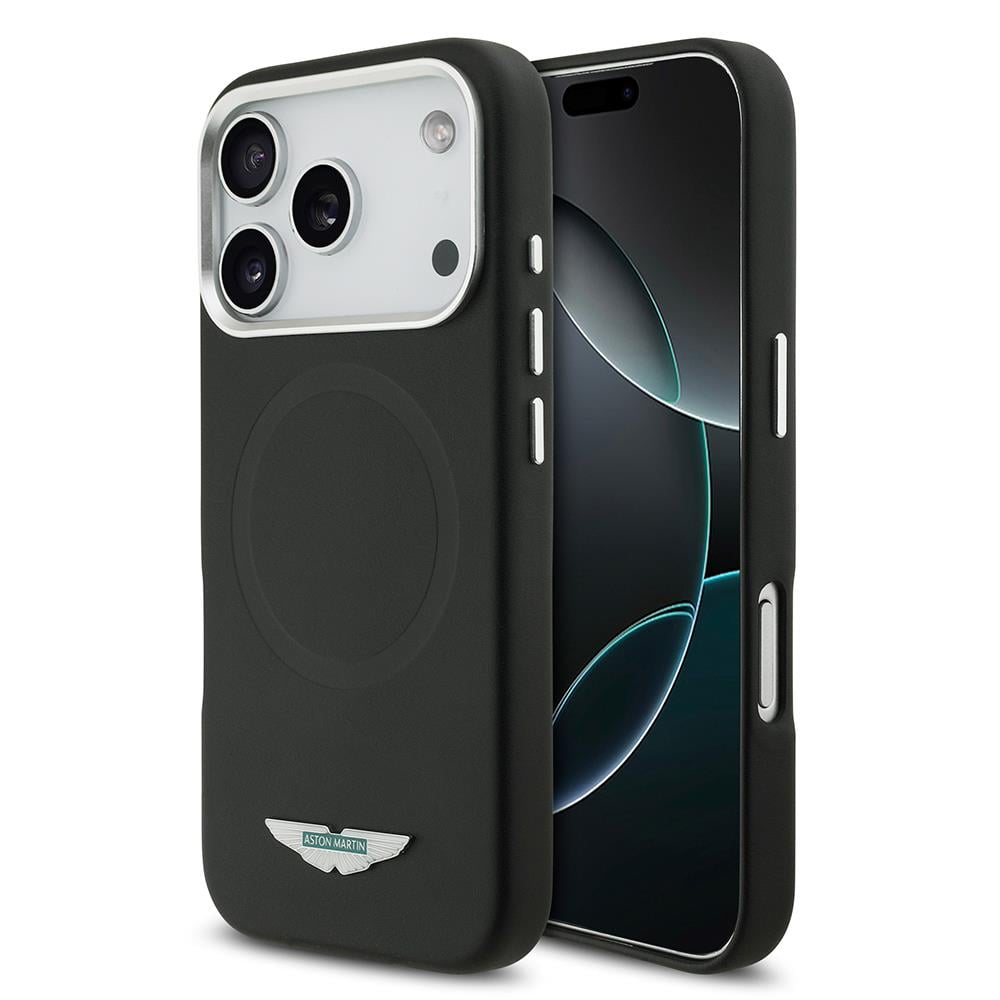 Apple iPhone 17 Pro Kılıf Aston Martin Orjinal Lisanslı M-safe Şarj Özellikli Metal Logolu PU Deri Kapak
