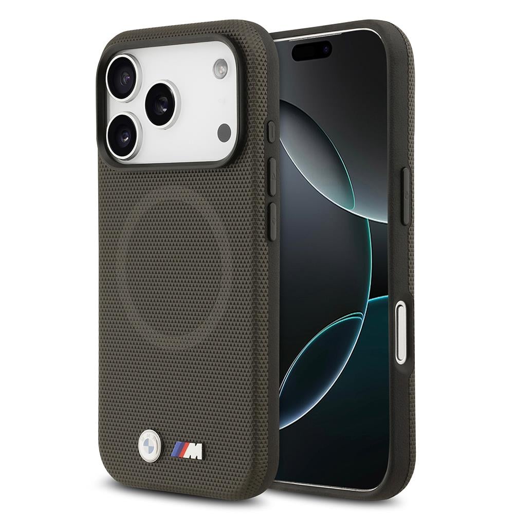 Apple iPhone 17 Pro Kılıf BMW Orjinal Lisanslı M-safe Şarj Özellikli Metal Logolu Delikli M Dizayn Deri Kapak
