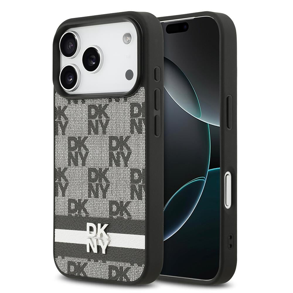 Apple iPhone 17 Pro Kılıf DKNY Orjinal Lisanslı M-safe Şarj Özellikli 3D Yazılı Metal Logolu Kapak