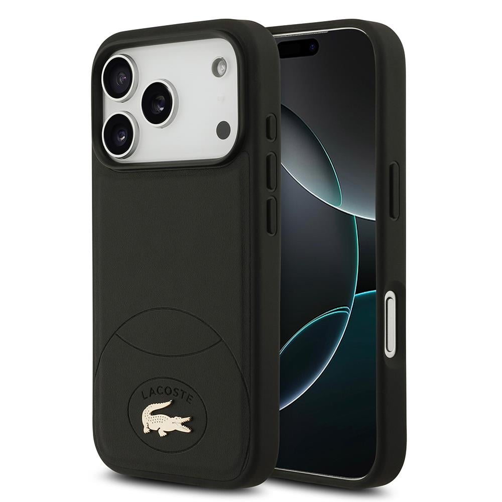 Apple iPhone 17 Pro Kılıf Lacoste Orjinal Lisanslı M-safe Şarj Özellikli PU Deri Tasarımlı Metal Logolu Kapak
